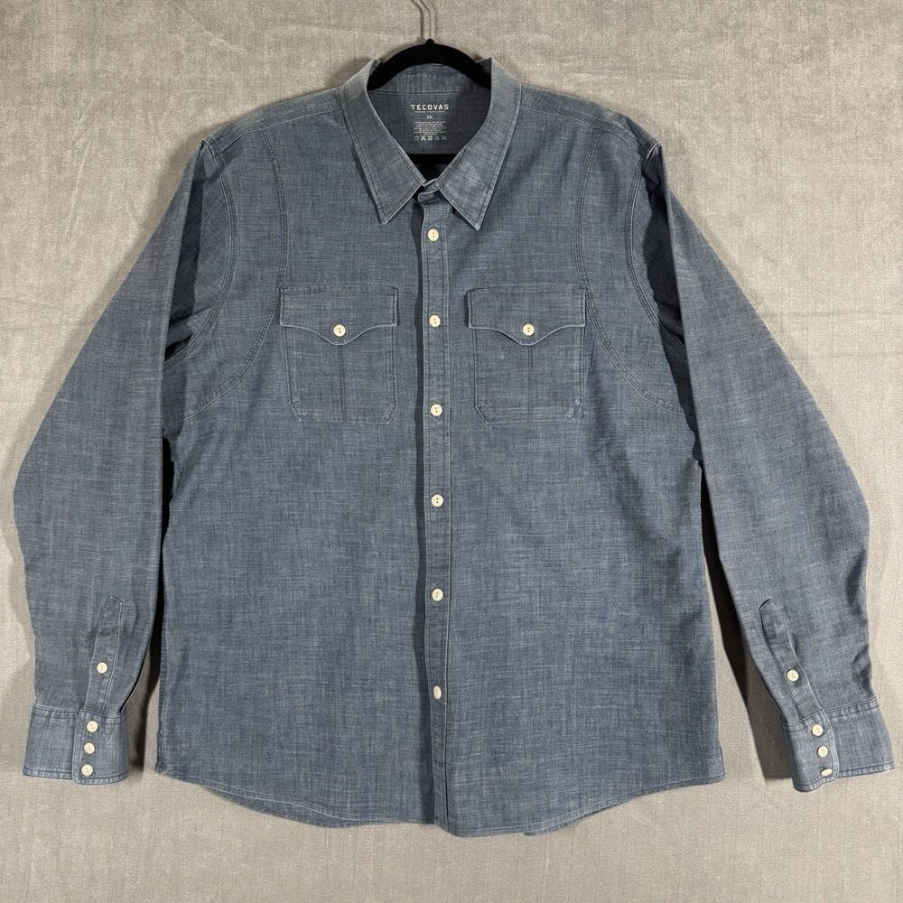 Tecovas Western Shirt Men's XXL  Blue Chambray Denim Button Down